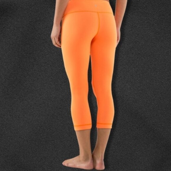 Lululemon Wunder Under Reversible Leggings Hidden Pocket Pizzazz Orange Gray W 4 - Picture 3 of 7